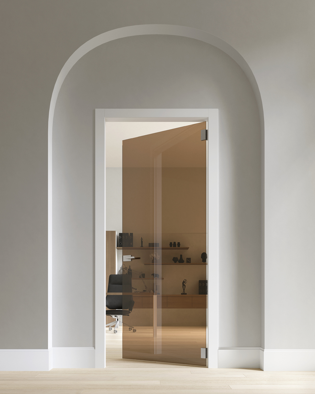 guida alle porte in vetro per interni_ porta in vetro bronzo trasparente