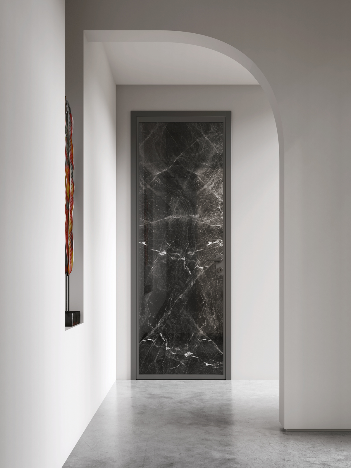 Porta interna in alluminio e vetro effetto marmo