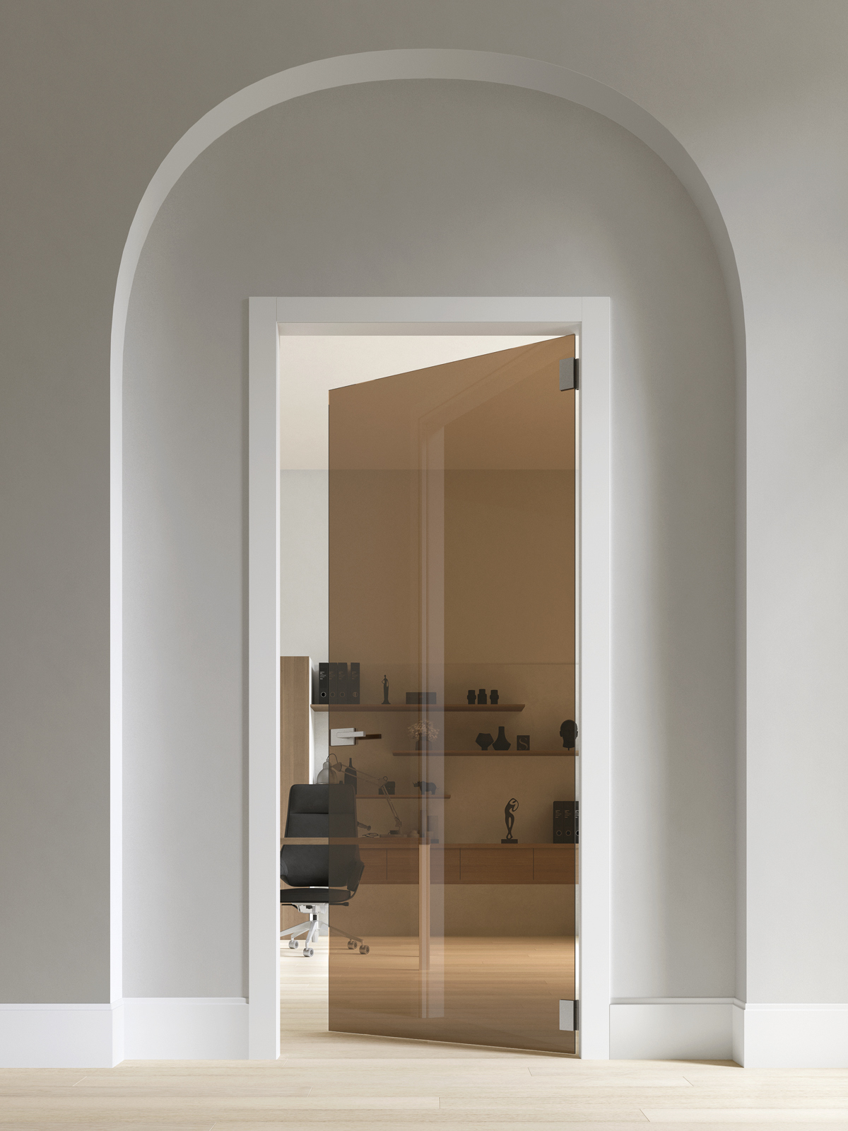 Porta Glass con vetro bronzo trasparente